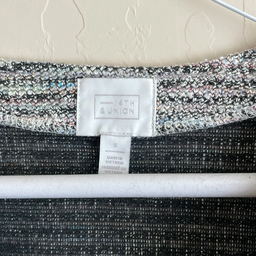 14th & Union Tweed Open Front Tailored Blazer Cardigan Pastel Multicolor Small - Picture 4 of 6